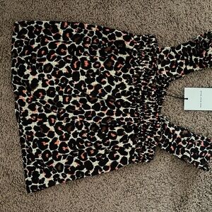 Who What Wear Smocked Tank Top Black and Brown